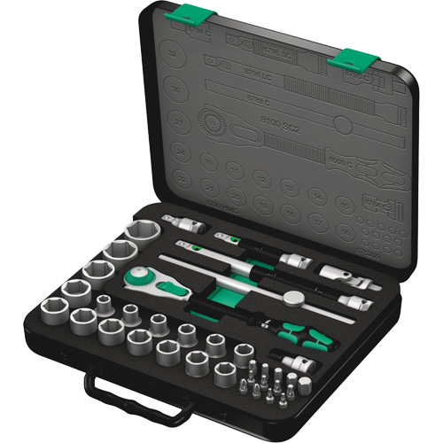 8100 SC 2 Zyklop Speed Ratchet Set, 37 Pcs, 3/8" Drive Size Equipment World