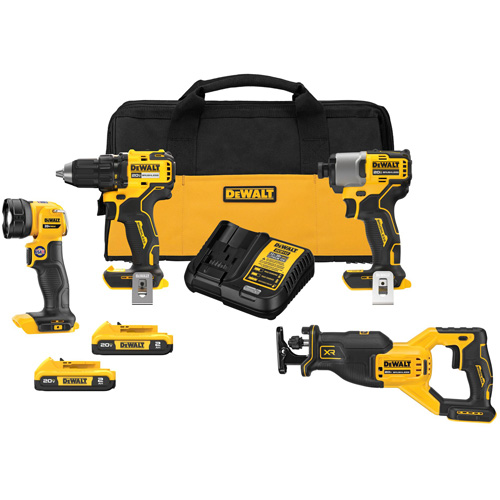 XR&reg; Brushless Cordless 4-Tool Combo Kit, Lithium-Ion, 20 V Equipment World