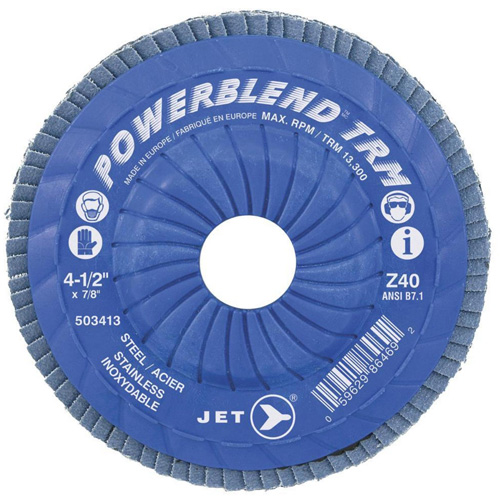 POWERBLEND TRM Trimmable Flap Disc, 4-1/2" x 7/8", Type 29, Z60 Grit, Zirconia Alumina Equipment World
