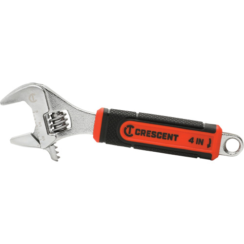 Adjustable Wrench with Quick-Fit Jaw, 4" L, 9/16"/14 mm Max Width, Chrome Equipment World