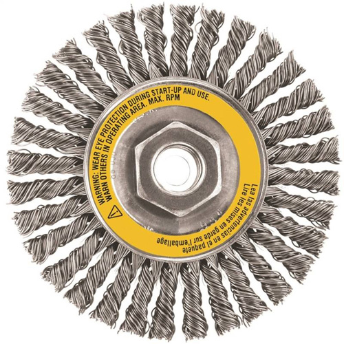 Wheel Brush, 4" Dia., 0.02" Fill, 5/8"-11 Arbor, Stainless Steel Equipment World