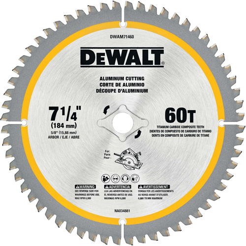 Tungsten Carbide-Tipped Steel Circular Saw Blade, 7-1/4", 60 Teeth, Non-Ferrous Use Equipment World