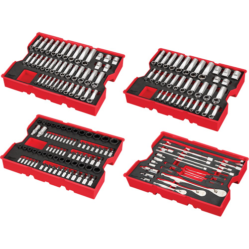 Metric & SAE Ratchet & Socket Set with Trays for PACKOUT Drawers, 242 Pcs, Impact, 1/4"/3/8"/1/2" Drive Size, Deep Equipment World