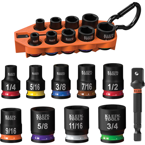 Grab-And-Go Impact Socket Set, SAE, 10 Pcs, Impact, 3/8" Drive Size Equipment World