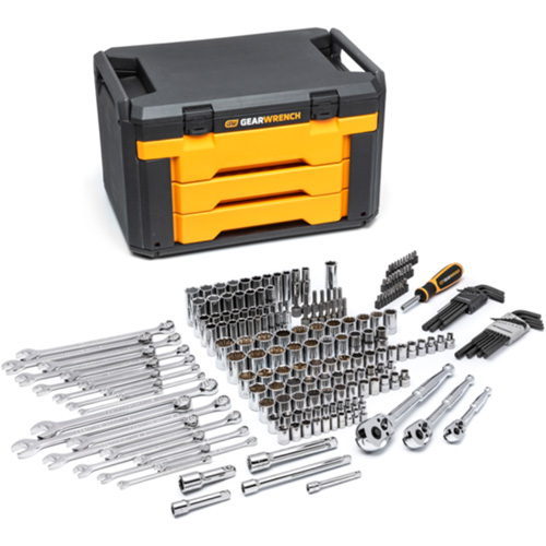 Mechanics Tool Set in 3 Drawer Storage Box Equipment World