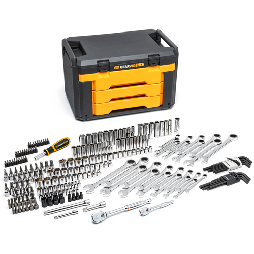 Mechanics Tool Set in 3 Drawer Storage Box Equipment World