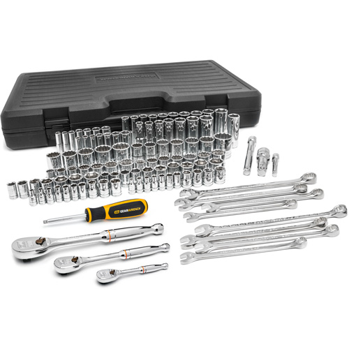 1/4", 3/8" & 1/2" Drive 6 & 12 Point Standard & Deep SAE/Metric Mechanics Tool Set Equipment World
