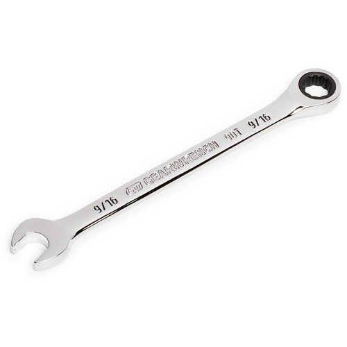 90-Tooth 12 Point Ratcheting Combination Wrench, 12 Point, 9/16", Chrome Finish Equipment World