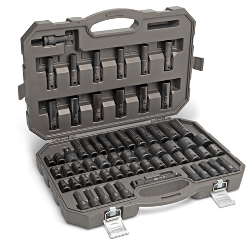 6 Point SAE/Metric Master Socket Set, 80 Pcs, Impact, 3/8" Drive Size, Deep Equipment World