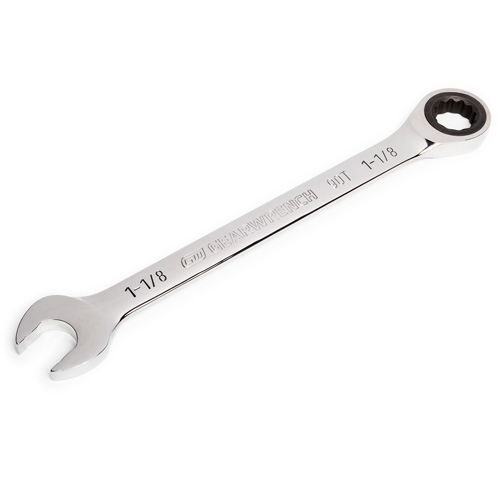 90-Tooth Ratcheting Combination Wrench, 12 Point, 1-1/8", Chrome Finish Equipment World