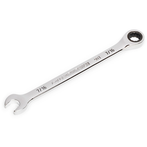 90-Tooth Ratcheting Combination Wrench, 12 Point, 7/16", Chrome Finish Equipment World