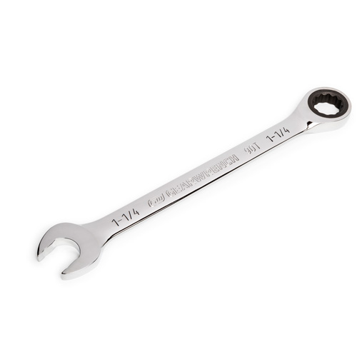 90-Tooth Ratcheting Combination Wrench, 12 Point, 1-1/4", Chrome Finish Equipment World