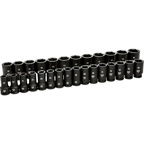 6 Point Metric Socket Set, 28 Pcs, Impact, 3/4" Drive Size, Deep Equipment World
