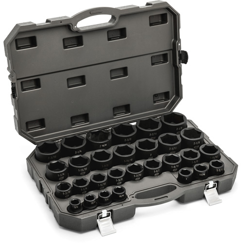 6 Point SAE Socket Set, 29 Pcs, Impact, 3/4" Drive Size Equipment World