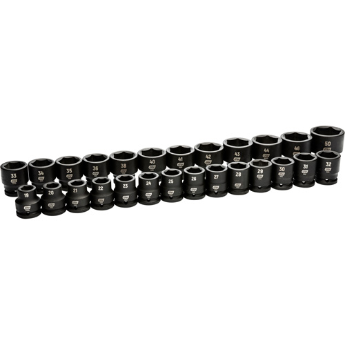 6 Point Metric Socket Set, 26 Pcs, Impact, 3/4" Drive Size Equipment World