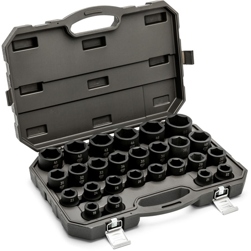 6 Point Metric Socket Set, 26 Pcs, Impact, 3/4" Drive Size Equipment World