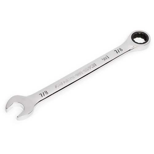 90-Tooth Ratcheting Combination Wrench, 12 Point, 7/8", Chrome Finish Equipment World