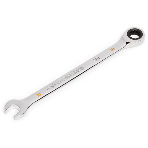90-Tooth Ratcheting Combination Wrench, 12 Point, 10 mm, Chrome Finish Equipment World