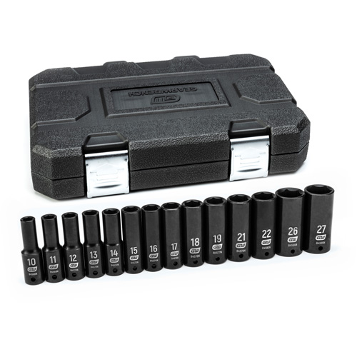 6 Point Metric Socket Set, 14 Pcs, Impact, 1/2" Drive Size, Deep Equipment World