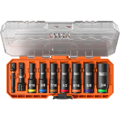 KNECT Drive Socket Set, 9 Pcs, Impact, 3/8" Drive Size, Deep Equipment World