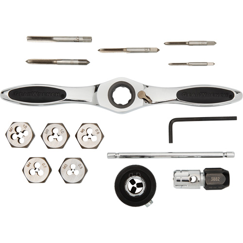 Jeu de tarauds et fili&egrave;res &agrave; cliquet m&eacute;triques, 15 Morcea Equipment World