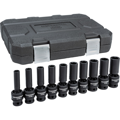 6-Point Universal Metric Socket Set, 10 Pcs, Impact, 1/2" Drive Size, Deep Equipment World