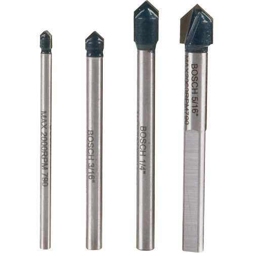Glass & Tile Drill Bit Set, 4 Pieces, Carbide Equipment World