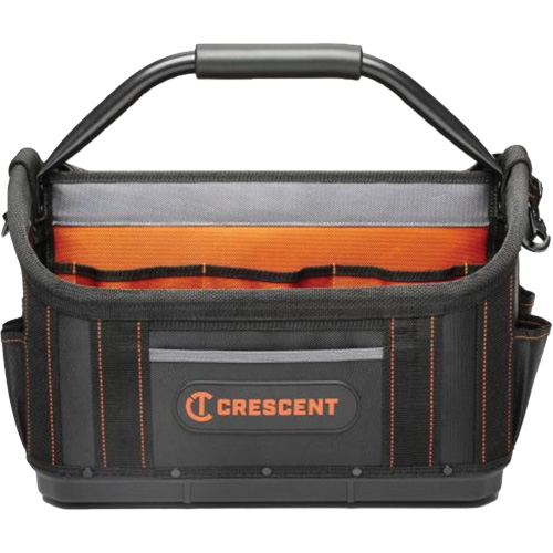 17" Tradesman Open Top Tool Bag, Polyester, 25 Pockets, Black/Orange Equipment World