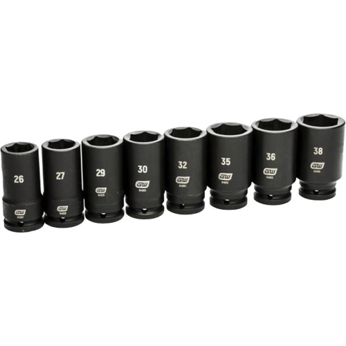 6 Point SAE Socket Set, 8 Pcs, Impact, 3/4" Drive Size, Deep Equipment World