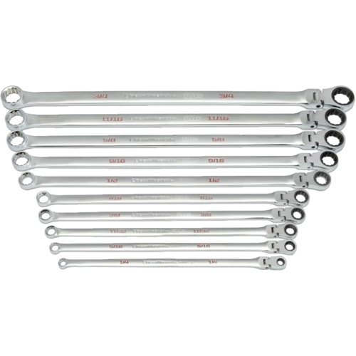 120XP Universal Spline XL Flex Head GearBox Wrench Set, Ratcheting Box, 10 Pieces, Imperial Equipment World