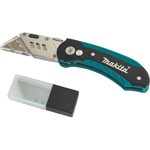 Folding Quick-Change Jobsite Utility Knife with 10-Piece Replacement Blades, Steel Blade Equipment World