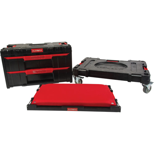 Ensemble de coffres &agrave; outils Arx de 3 morceaux avec socle &agrave; roulettes pivotantes, 23-1/10" x 15" x 13-2/5', Noir Equipment World