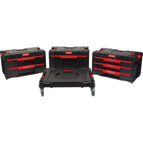 Ensemble de coffres &agrave; outils Arx de 4 morceaux avec socle &agrave; roulettes pivotantes, 23-1/10" x 15" x 22-1/2", Noir Equipment World