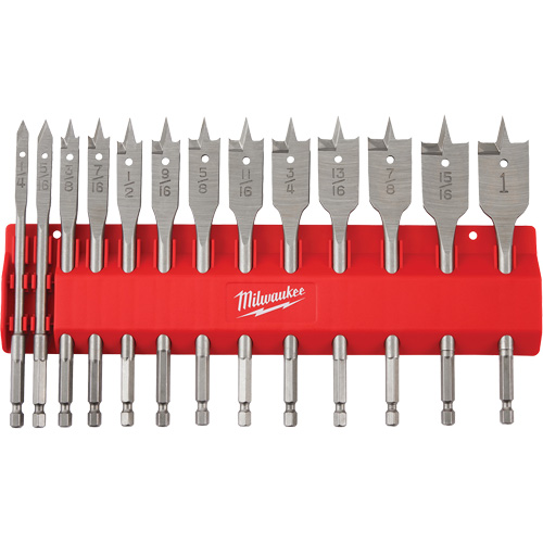 Flat Boring Bit Set, 13 Pieces, High Carbon Steel Equipment World