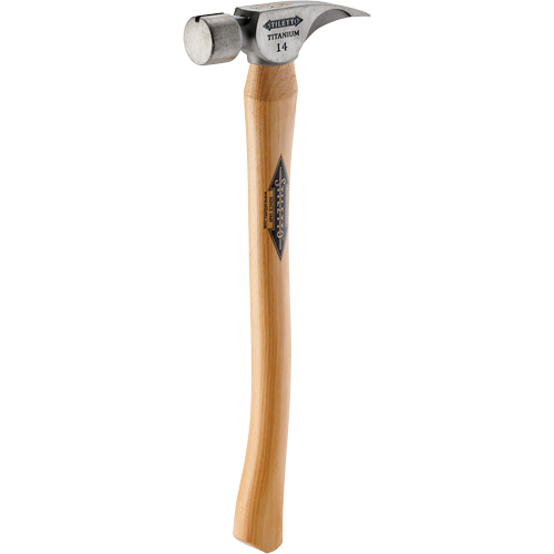 Titanium Smooth Face Hammer with Curved Hickory Handle, 14 oz., Wood Handle, 18" L Equipment World