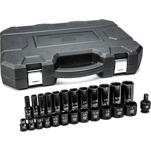 Jeu de douilles SAE &agrave; 6 pans, 25 Mcx, Chocs, Prise de 3/8", Profond Equipment World