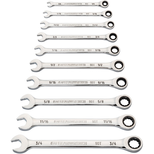 Jeu de cl&eacute;s &agrave; 12 pans et 90 dents, Combinaison &agrave; cliquet, 10 morceaux, Imp&eacute;rial Equipment World