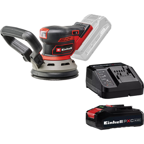 Professional Random Orbit Sander with 2.5Ah PXC Battery & Charger Starter Kit, 5" Sand Paper, 18 V, 6000 - 24000 OPM Equipment World
