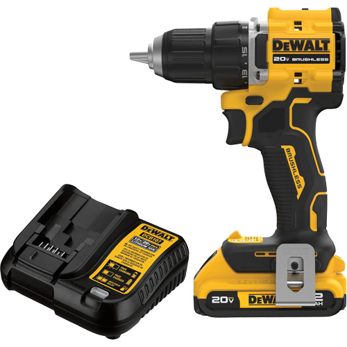 ATOMIC COMPACT SERIES Brushless Cordless Drill/Driver Kit, Lithium-Ion, 20 V, 1/2" Chuck Equipment World