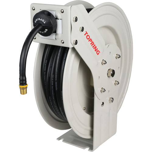 MAXREEL Single-Arm Automatic Rewind L Hose Reel with Rubber Hose, Air, 3/8" x 50', Single Hose, 250 PSI Equipment World