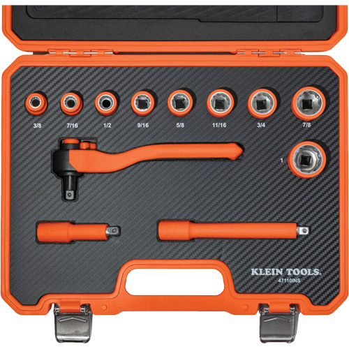 Insulated Ratchet & Socket Set with Case, 1000 V, 12 Pcs Equipment World