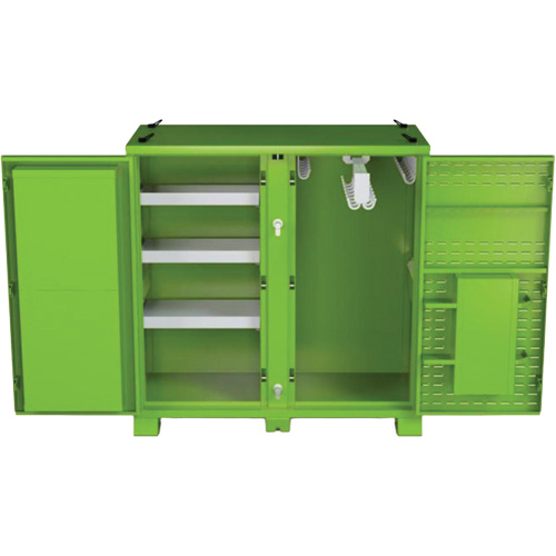 Armoire ventil&eacute;e pour le rangement d'&eacute;PI sur place, Acier, Vert lime haute visibilit&eacute; Equipment World