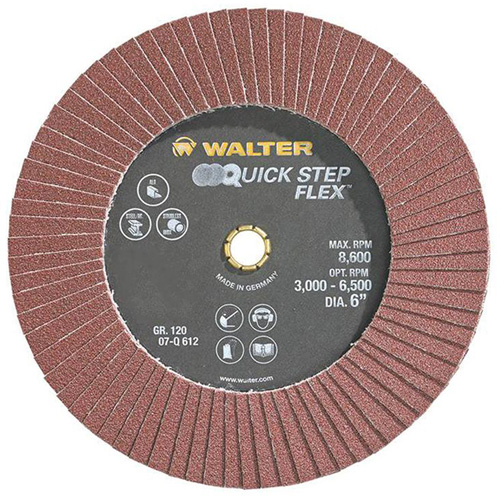 QUICK-STEP FLEX Flap Disc, 6" x Type 29, 120 Grit, Aluminum Oxide Equipment World