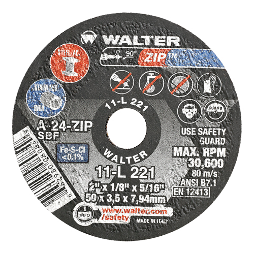 Portable Small Diameter Reinforced Cut-Off Wheels - Zip, 2" x 1/8", 5/16" Arbor, Type 1, Aluminum Oxide, 31000 RPM Equipment World