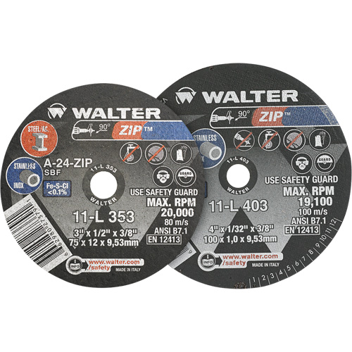 Zip Cut-Off Wheel, 4" x 1/4", 3/8" Arbor, Type 1 Equipment World