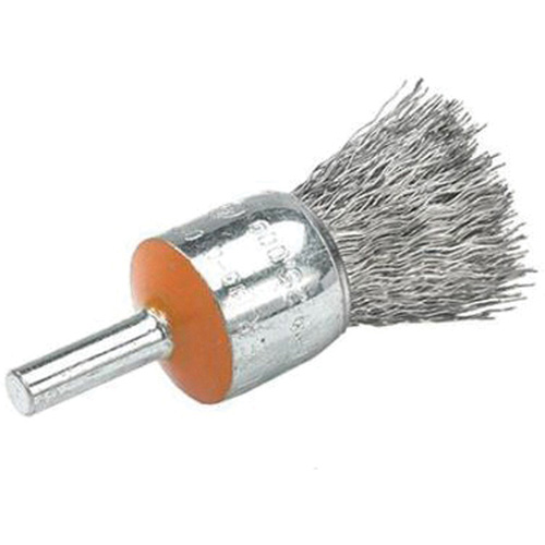 Mounted End Brush with Crimped Wires, 1/2", 0.01" Fill, 1/4" Shank Equipment World