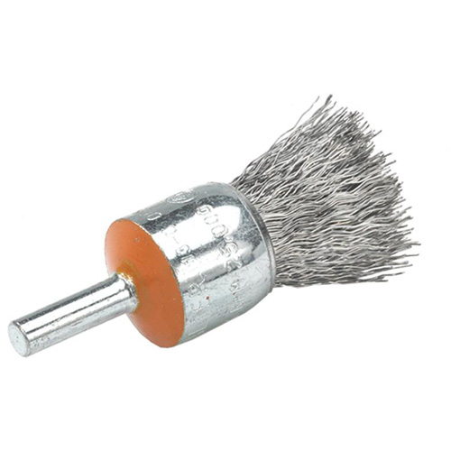 Mounted End Brush with Crimped Wires, 3/4", 0.014" Fill, 1/4" Shank Equipment World