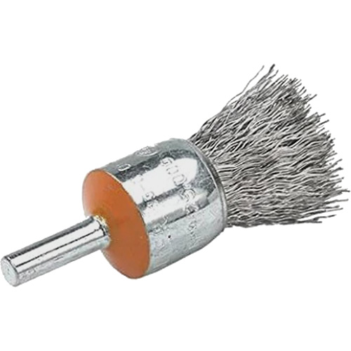 Mounted End Brush with Crimped Wires, 1/2", 0.02" Fill, 1/4" Shank Equipment World
