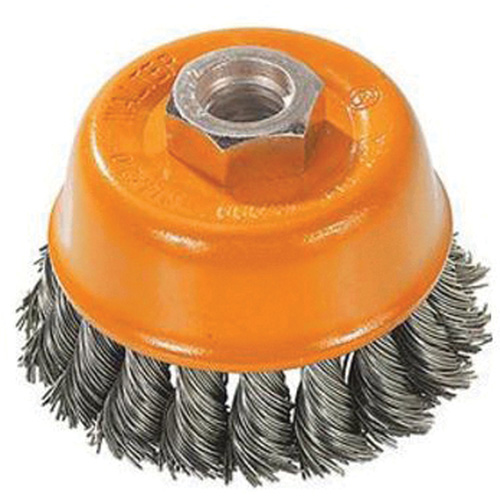 Knot-Twisted Wire Cup Brush, 3" Dia. x M10x1.25 Arbor Equipment World