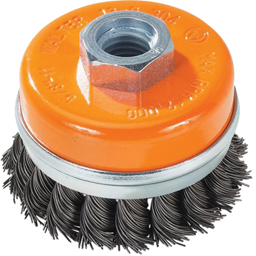 Knot-Twisted Wire Cup Brush with Ring, 3" Dia. x 5/8"-11 Arbor Equipment World